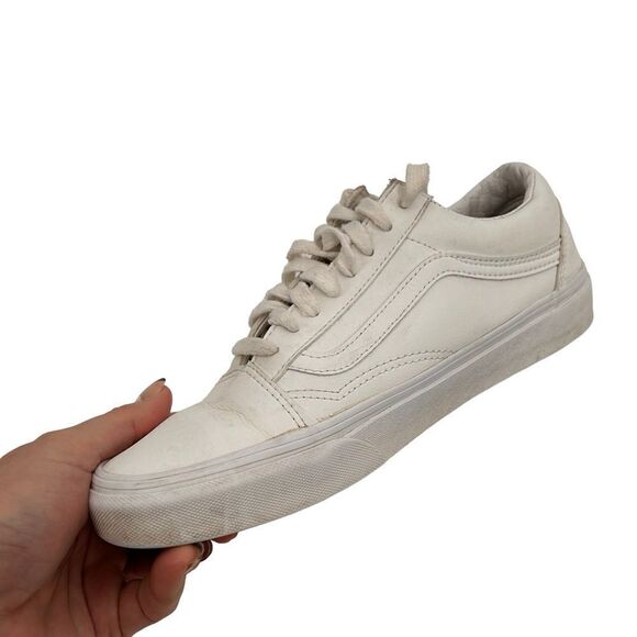 Vans white leather sneaker old skool men’s size 7.5 or women size 9 - Picture 5 of 11